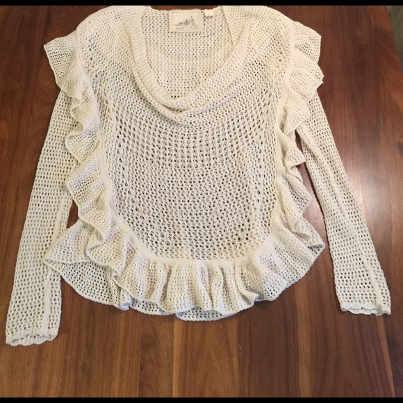 Anthropologie Angel of the North Ruffled Crochet Pullover - Picture 2 of 4